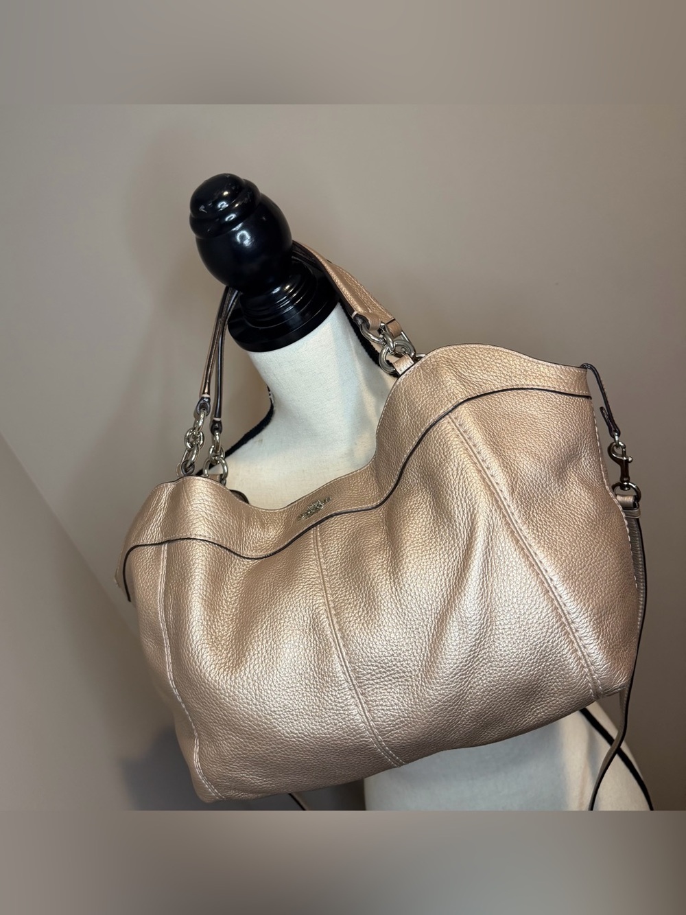 Coach Lexy Pebbled Leather Shoulder Bag in rose gold